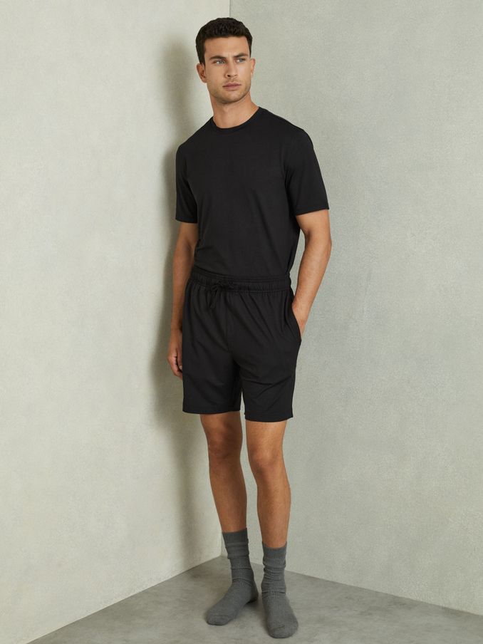Denver Drawstring-Waist Jersey Shorts in Black (AB2443) | US$19