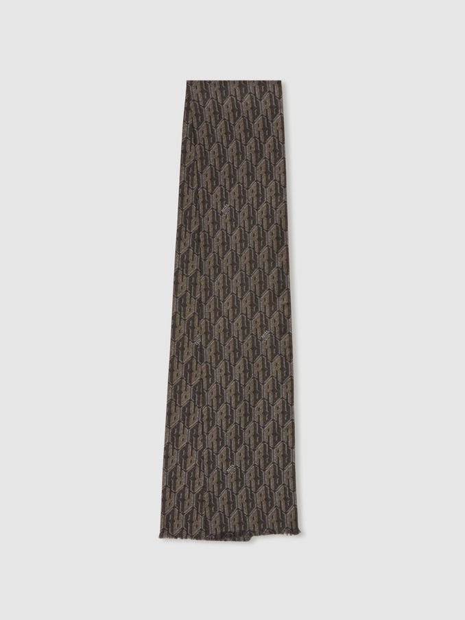Silk-Twill Monogram-Jacquard Dress Scarf in Dark Multi (AB2448) | €62