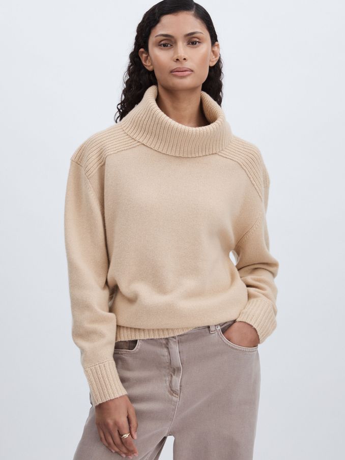 Madeleine Thompson Wool-Cashmere Roll-Neck Jumper in Buttermilk (AB2452) | US$330