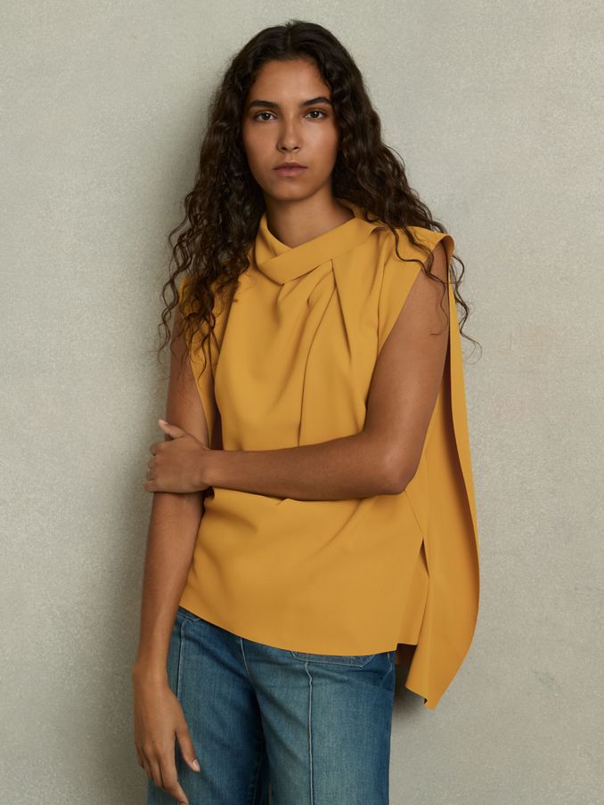 Drape-Neck Shell Top in Yellow (AB2459) | €126