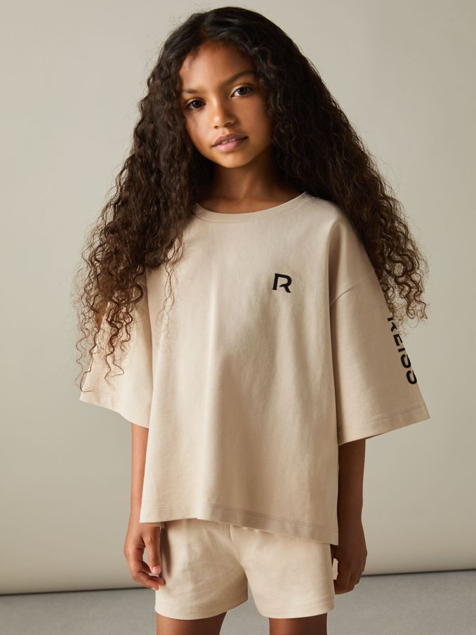 9-13 yrs Cotton-Jersey T-shirt and Shorts Set in Stone (AB2460) | US$40