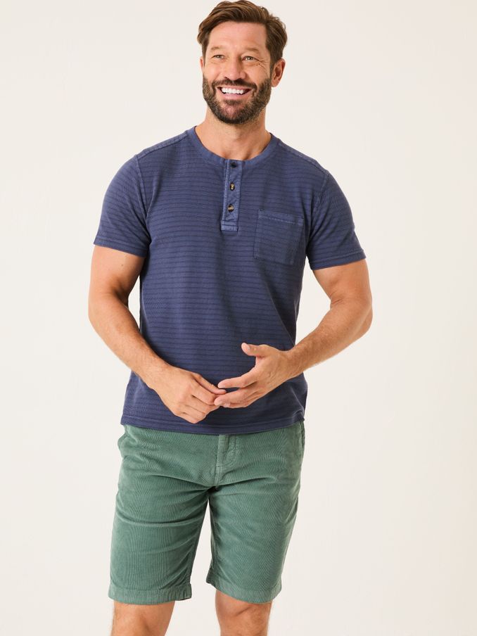 French Navy Overdye Stripe Henley Tshirt (AB3695) | €42.50