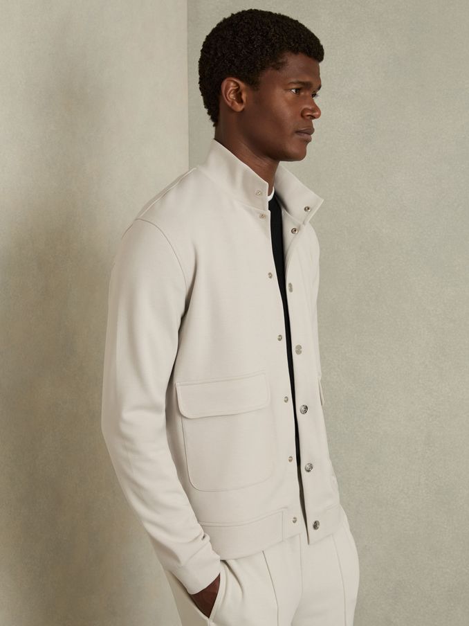 Interlock Funnel-Neck Jacket in Off White (AB3810) | US$95