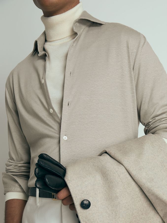 Atelier Linen-Blend-Jersey Shirt in Grey Melange (AB3811) | €168