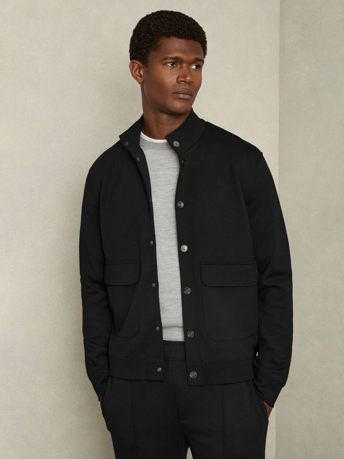 Interlock Funnel-Neck Jacket in Black (AB3819) | US$120