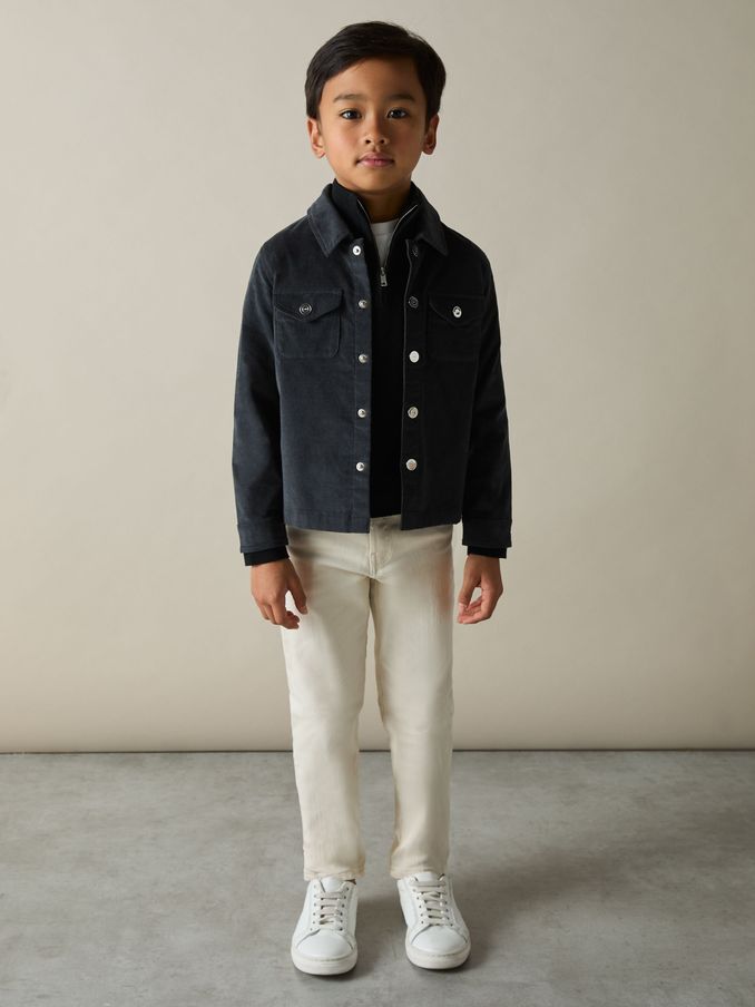 3-9 jr fluwelen overshirt met drukknopen in donkergrijs (AB3825) | € 42