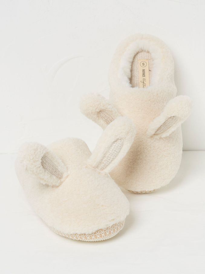 Ivory Bunny Slipper Mules (AB4490) | $54