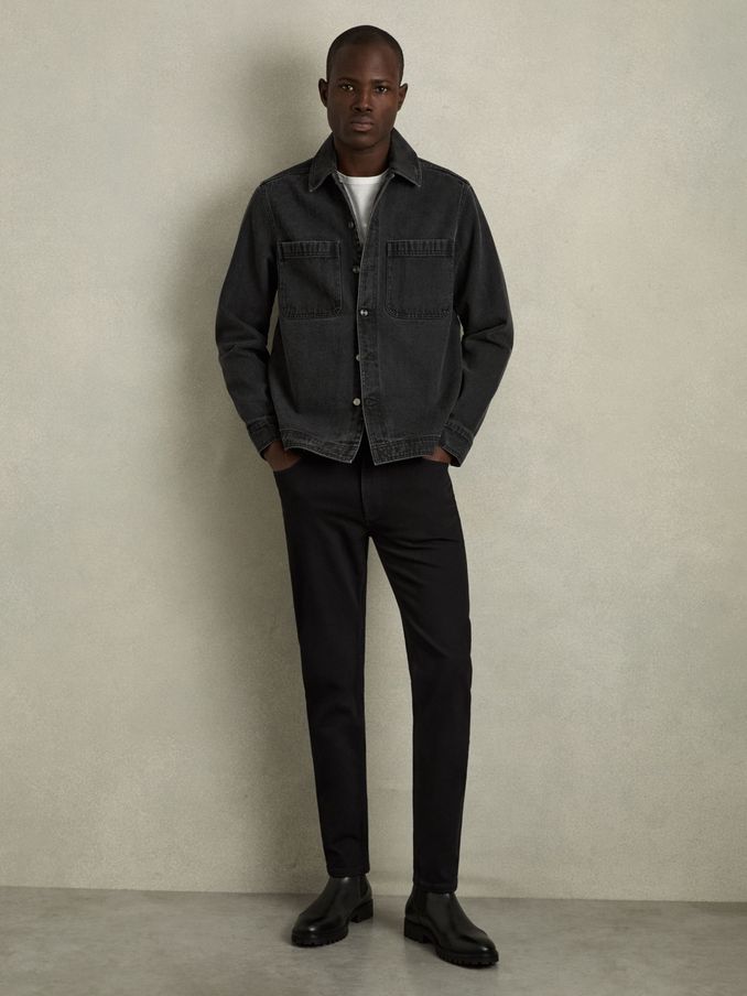 Cotton-Stretch Slim-Fit Jeans in Stay Black (AB4605) | US$160
