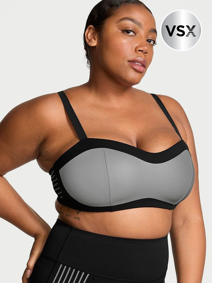 Black Reflective Balcony Sports Bra (AB5169) | €33