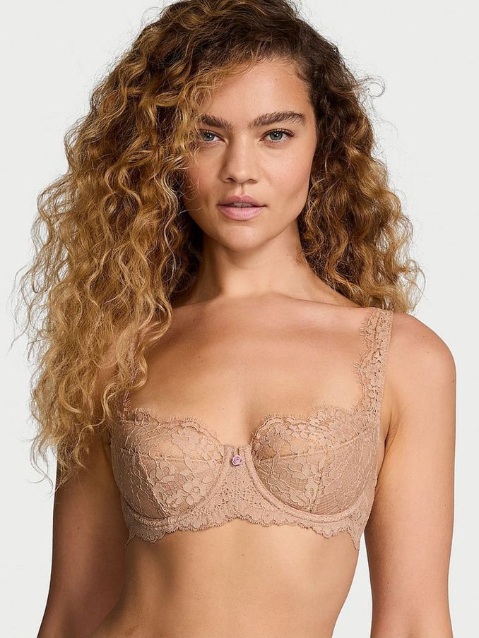 Praline Nude Lightly Lined Balcony Lace Bra (AB5171) | €52