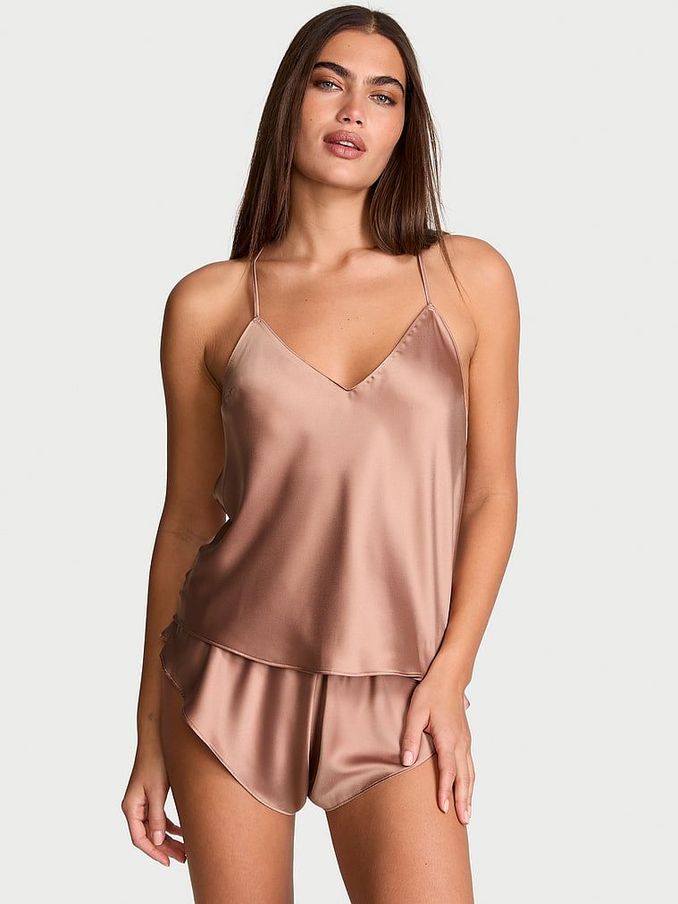 Almond Beige Nude Star Embroidery Chain Detail Cami Set (AB5194) | €39