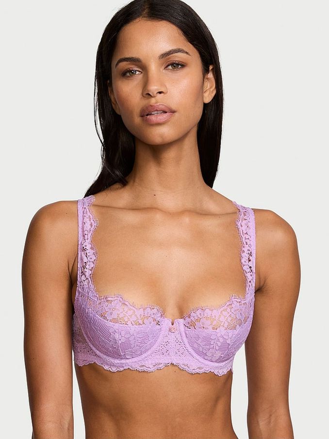 Lilac Purple Lightly Lined Balcony Lace Bra (AB5199) | €52