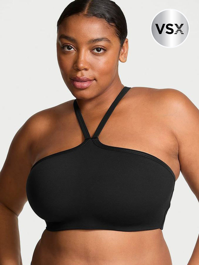 Black Activate™ Faux Leather Mix Multiway Sports Bra (AB5216) | €25