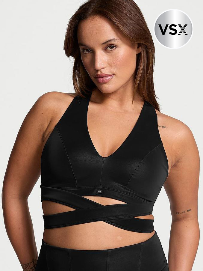 Black Plunge Wrap Sports Bra (AB5217) | €33