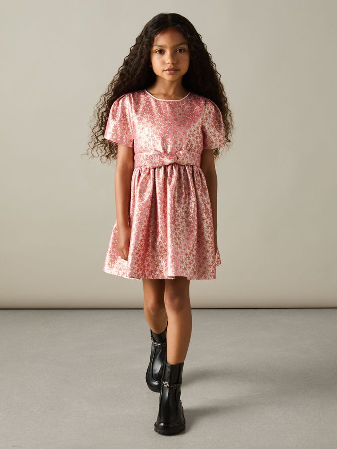 4-9 yrs Floral Fil-Coupé Dress in Pink (AB5964) | US$39