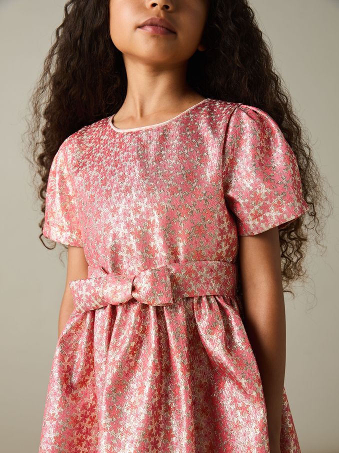 9-13 yrs Floral Fil-Coupé Dress in Pink (AB5969) | US$49