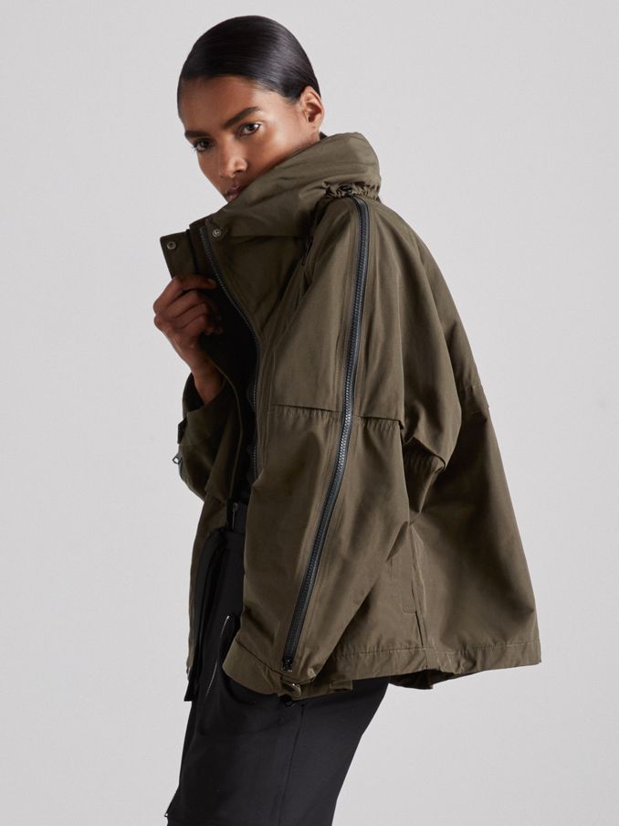 Atelier Zipped-Shell Coat in Khaki (AB8215) | US$576