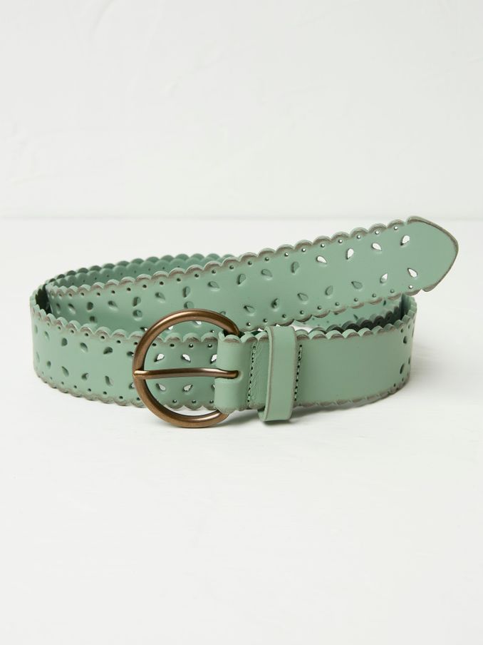 Green Haze Scalloped Jean Leather Belt (AB8225) | $54