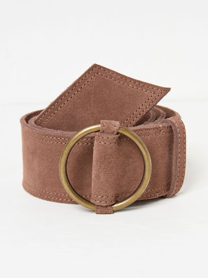 Dark Natural Wide Suede Waist Belt (AB8230) | $46