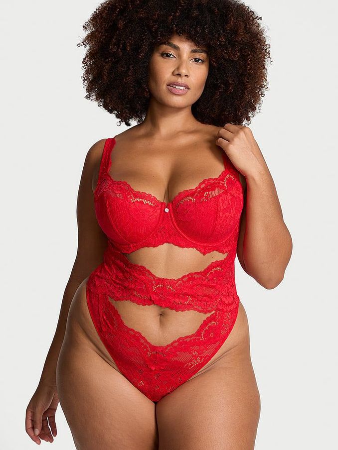 Vermillion Red Lace Bodysuit (AB8453) | €79