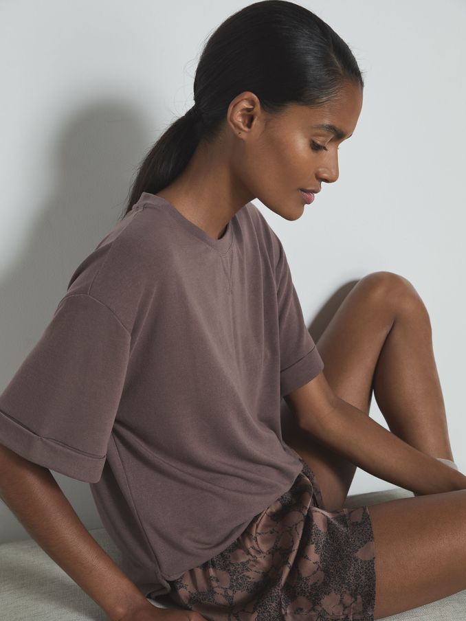 Thermal Jersey Relaxed T-Shirt in Dark Mink (AB9115) | US$36