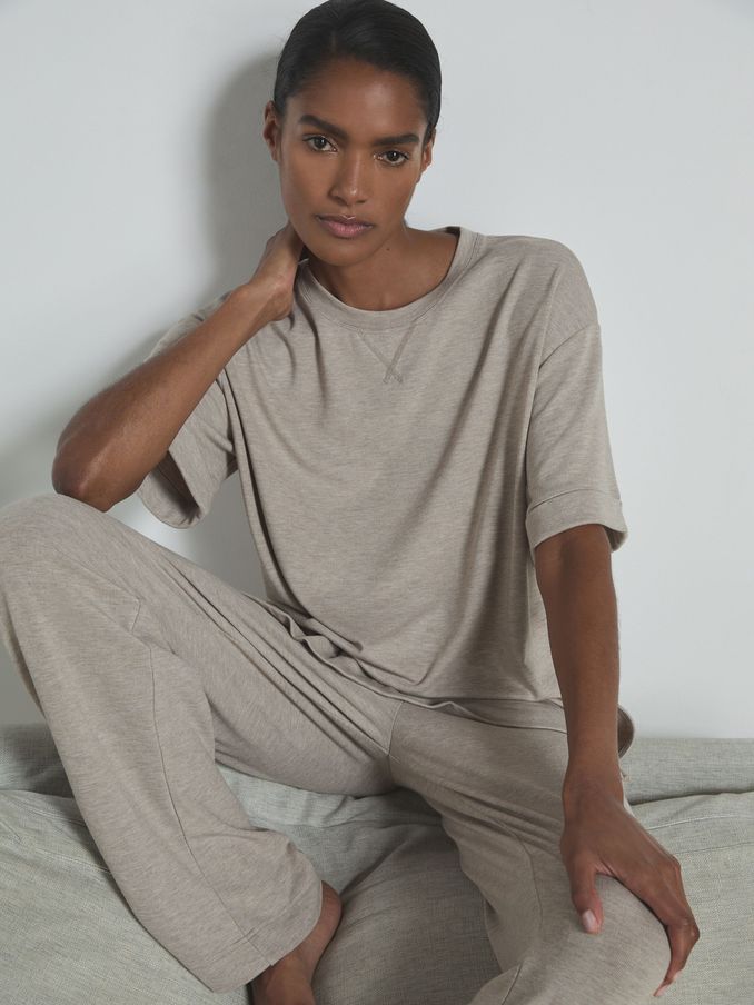 Thermal Jersey Relaxed T-Shirt in Fawn (AB9119) | US$36