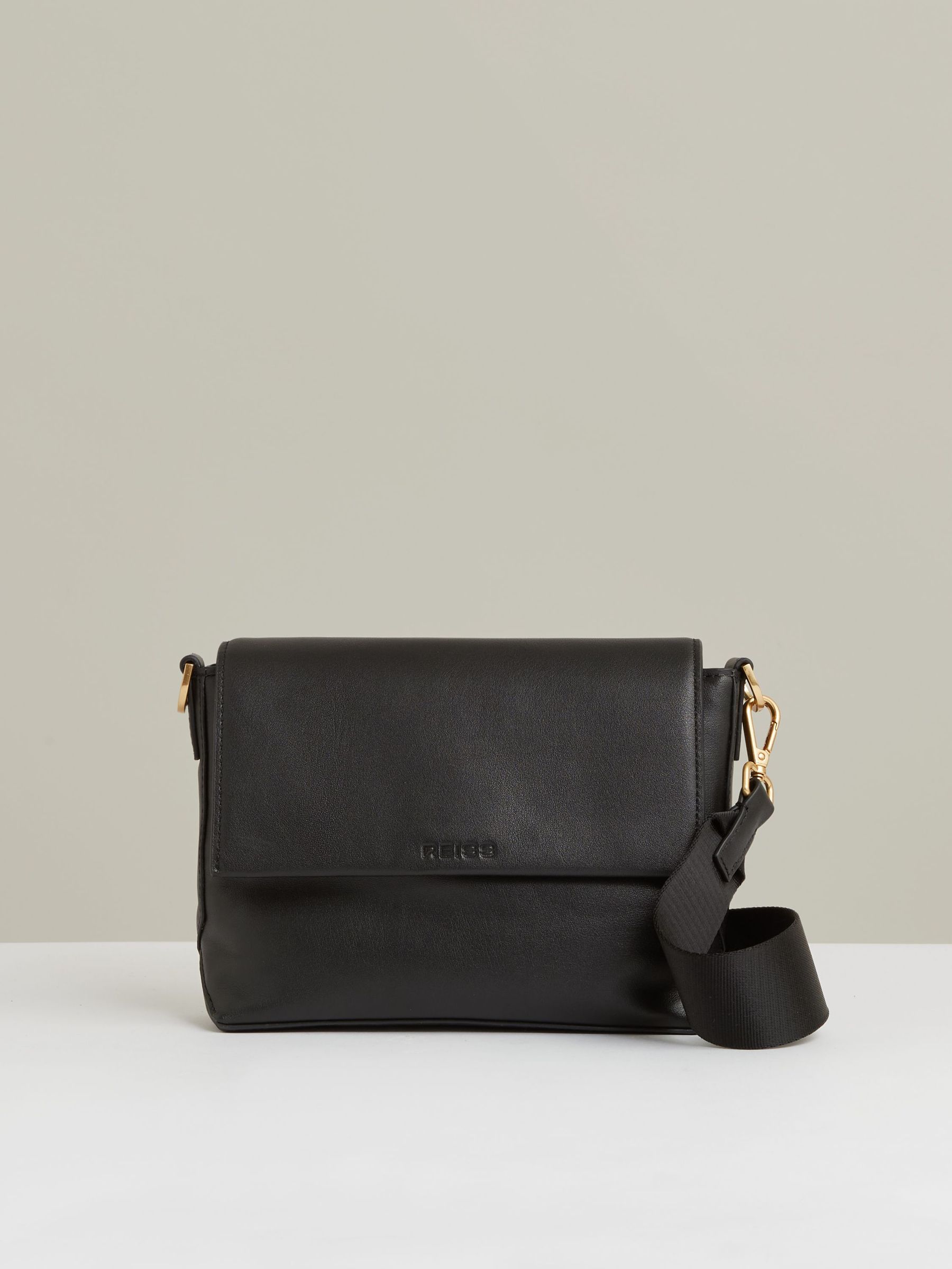 Leather Flap Crossbody Bag in Black (AB9314) | US$240