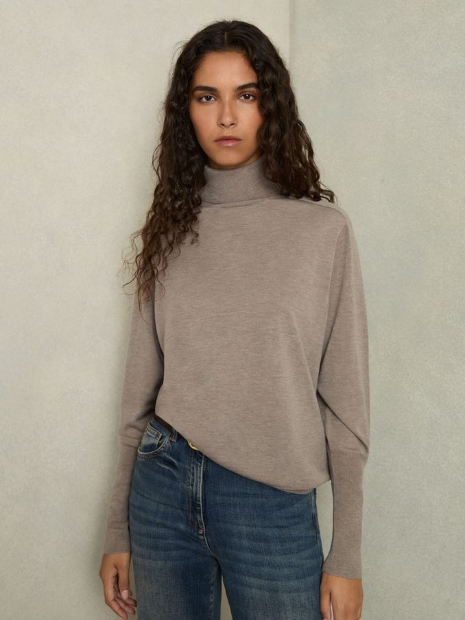 Roll-Neck Jumper With Cashmere in Mink (AC0999) | €97