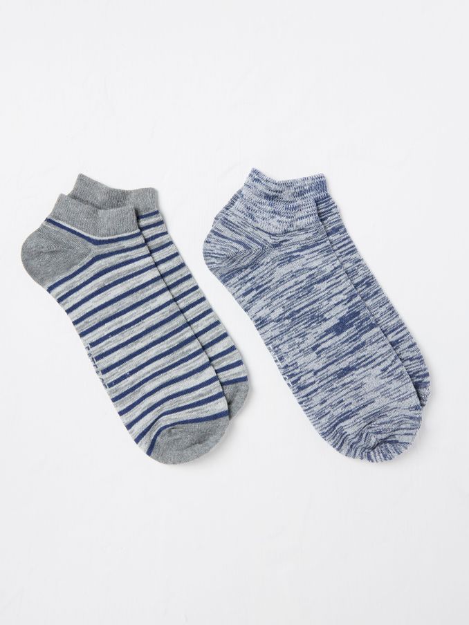 Grey Striped Trainer Socks 2 Pack (AC3170) | €12.50