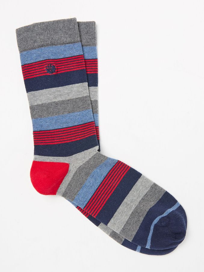 Grey & Blue Stripe Men's Striped Socks (AC3192) | $10