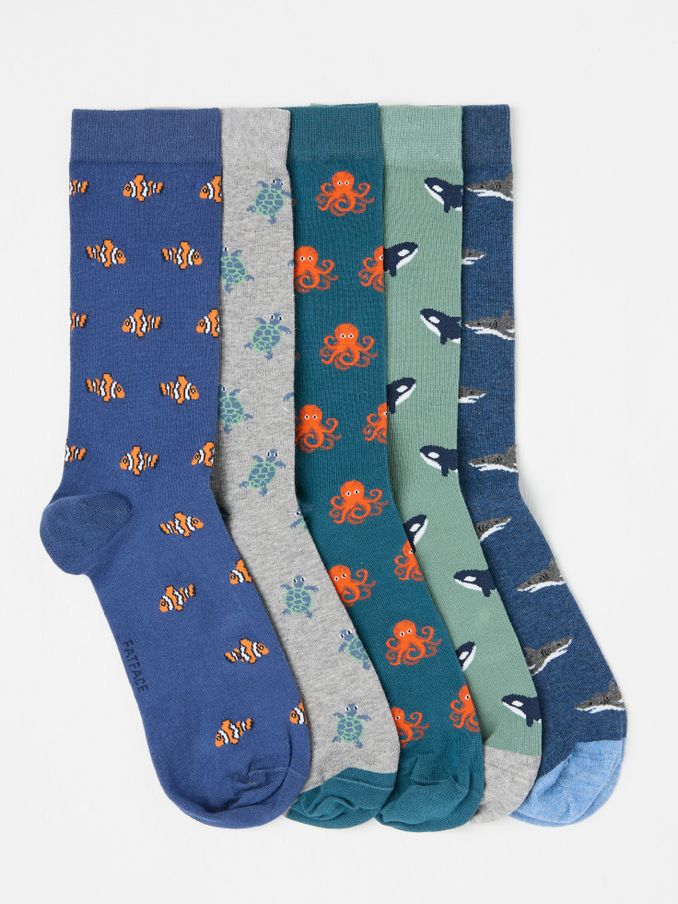 Multi Sealife 5 Pack Men's Socks (AC3206) | $30