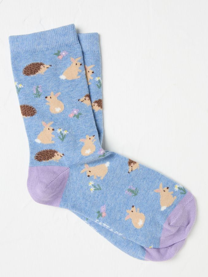 Blue Bunny & Hedgehog Women's Socks (AC3230) | $10