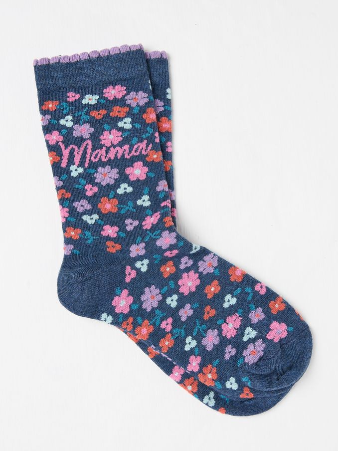 Navy Blue Floral Mama Women's Socks (AC3243) | €9.50