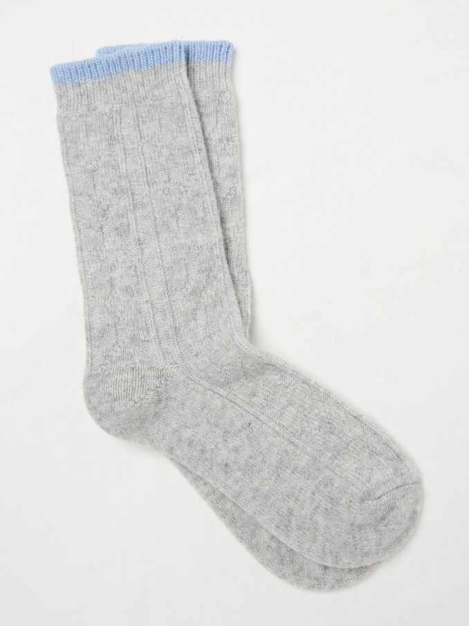 Grey Cable Cashmere Blend Socks (AC3278) | €13