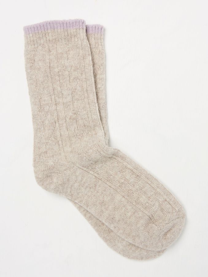 Natural Cable Cashmere Blend Socks (AC3279) | $24