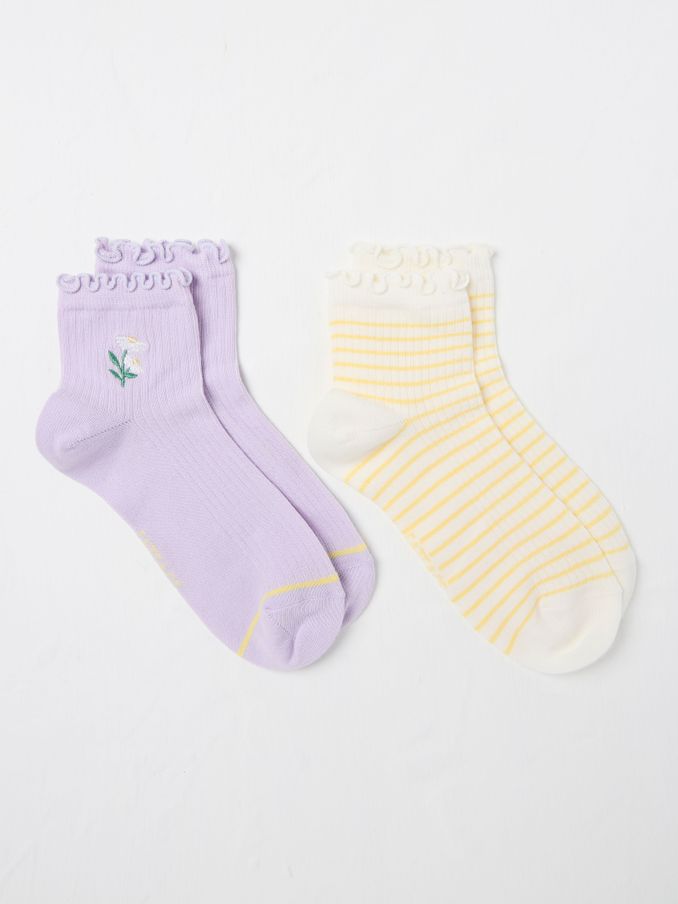 Purple Daisy 2 Pack Women's Ankle Socks (AC3284) | $12