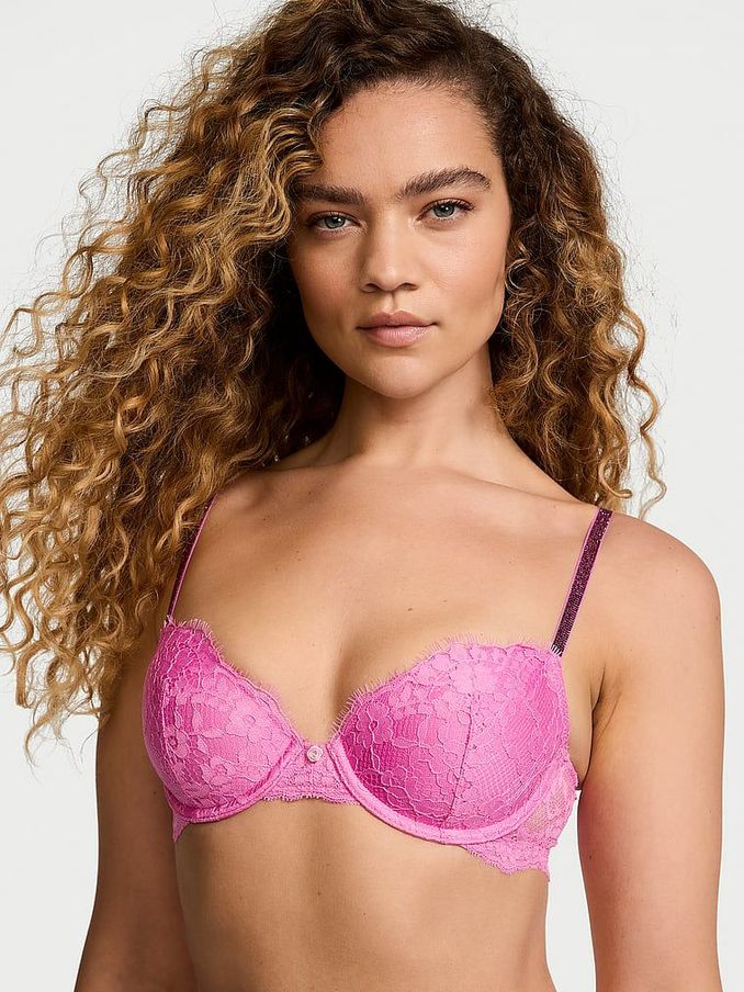 New Peony Pink Lightly Lined Demi Twinkle Strap Bra (AC3308) | €68