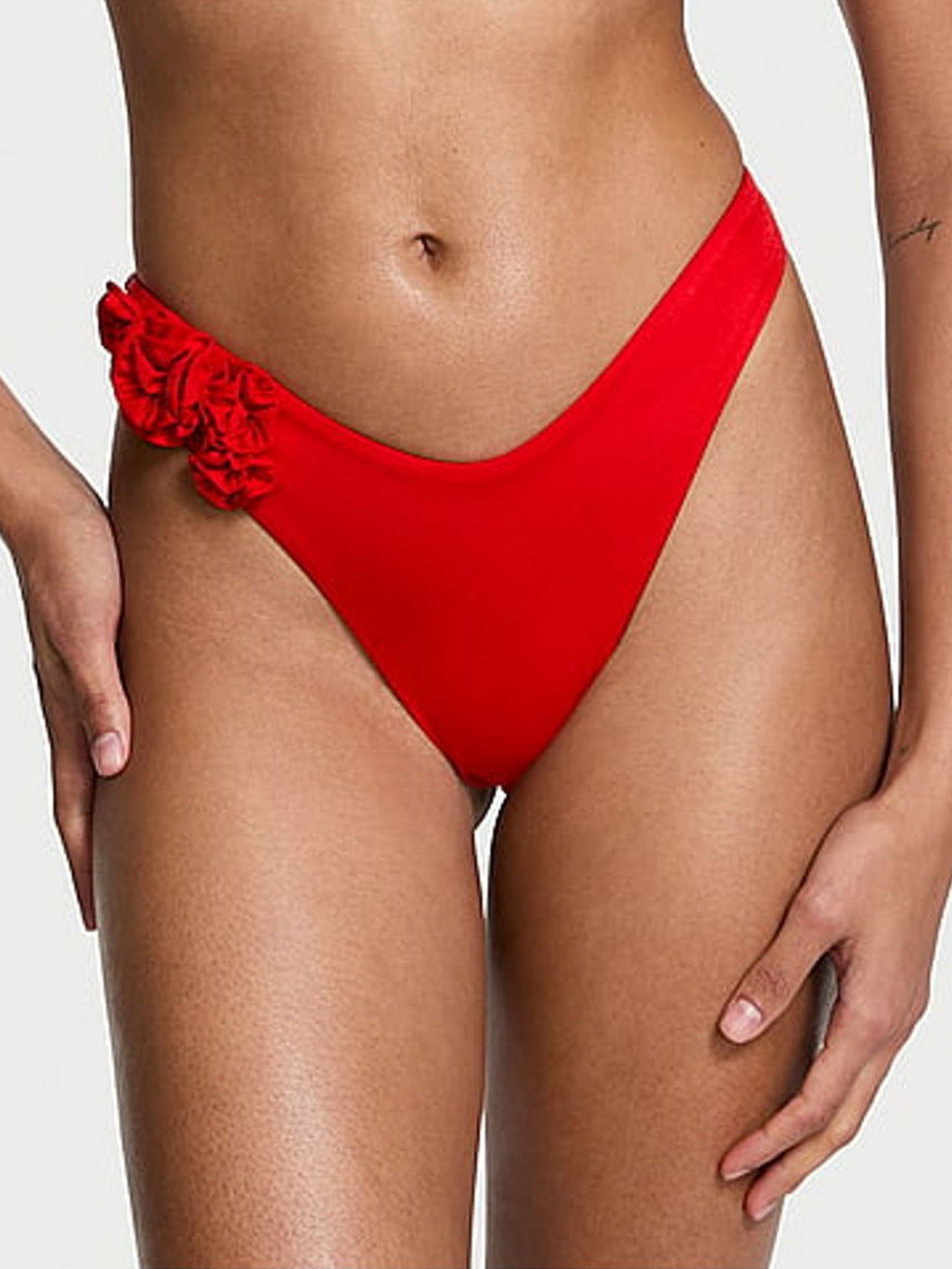 Vermillion Red Brazilian Rosette Bikini Bottoms (AC3311) | €52