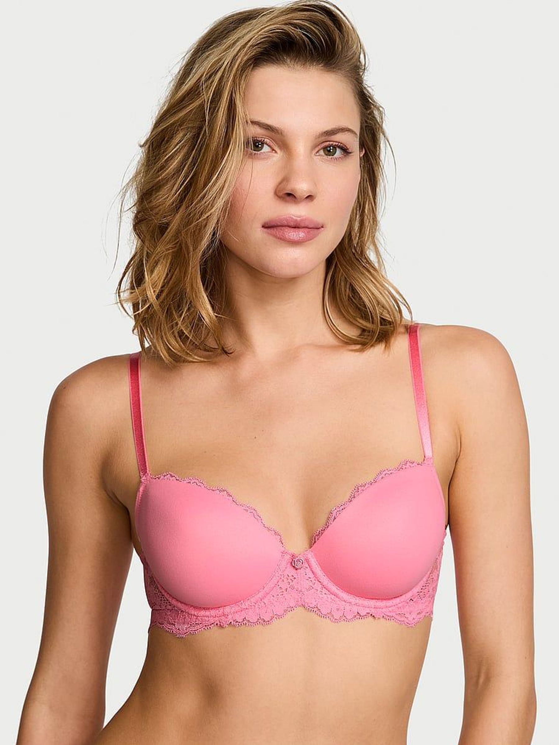 Pink Hope Lace Trim Lightly Lined Demi Bra (AC3312) | €52