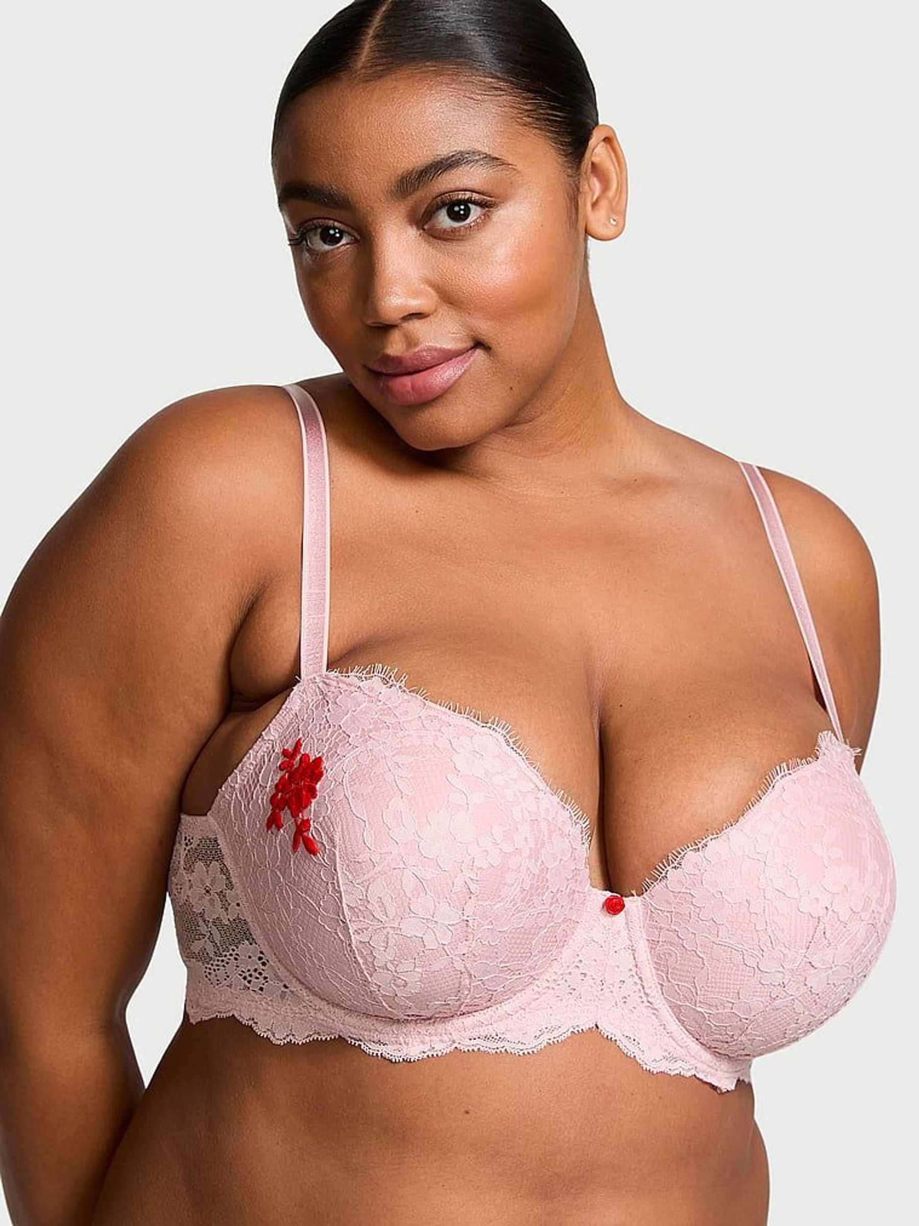 Chalk Rose Pink Lightly Lined Demi Lace Bra (AC3318) | €56