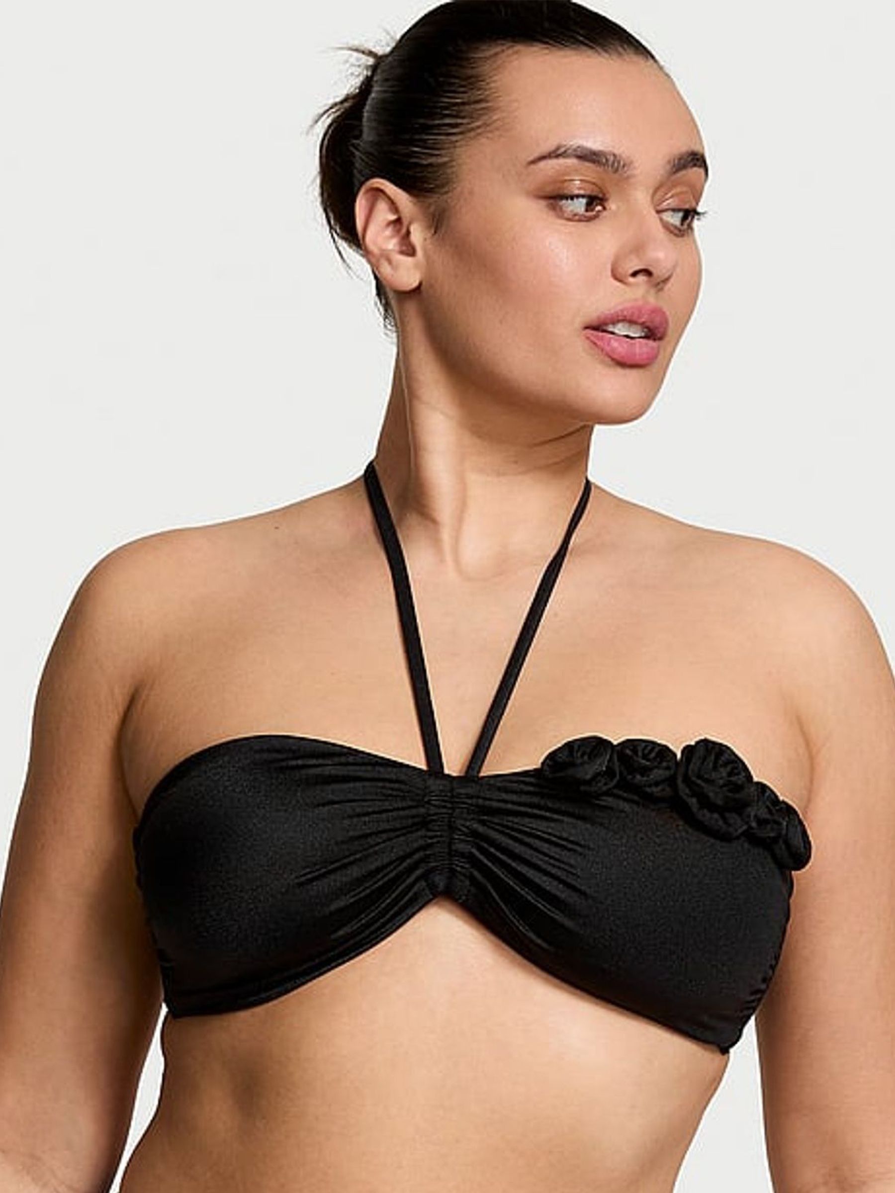 Black Bandeau Rosette Bikini Top (AC3327) | €56