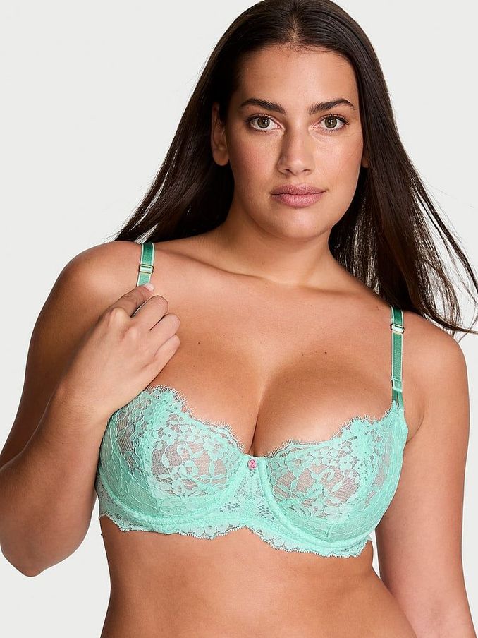 Waterfall Green Unlined Balcony Lace Bra (AC3540) | €52