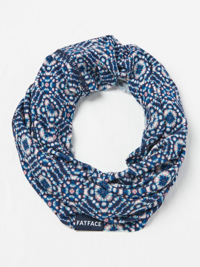 Navy Geometric Print Multi Use Snood (AC3583) | $18