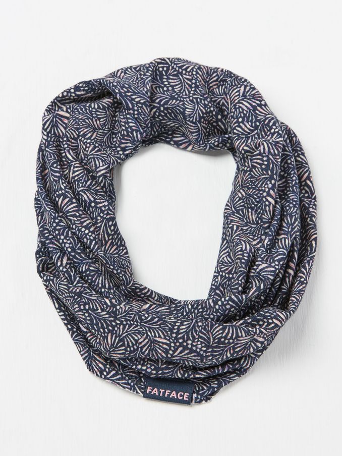 Navy Leaf Print Multi Use Snood (AC3591) | €16.50