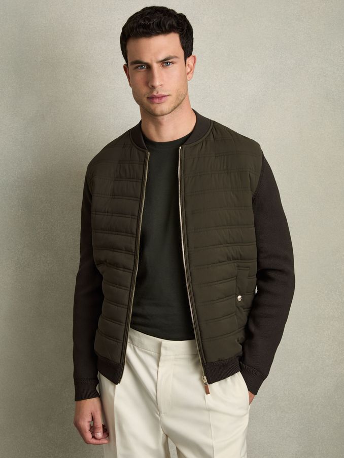 Quilted Hybrid Jacket in Military Green (AC4739) | €198