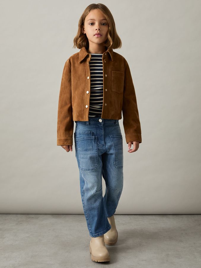 4-9 yrs Barrel-Leg Patch-Pocket Jeans in Blue (AC4758) | US$80