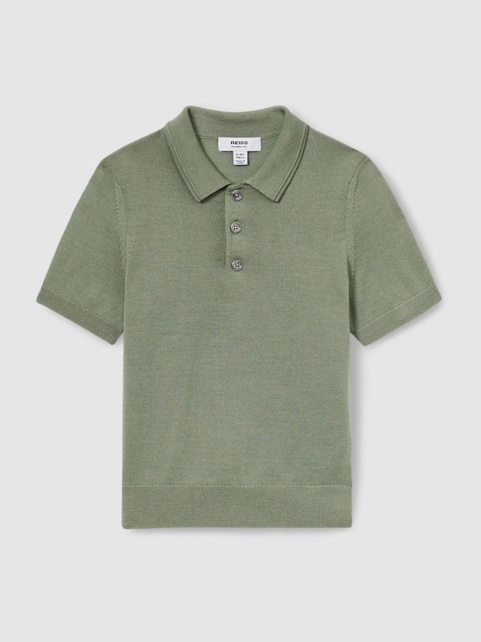 Merino Polo Shirt in Herb Green (AC4763) | US$60