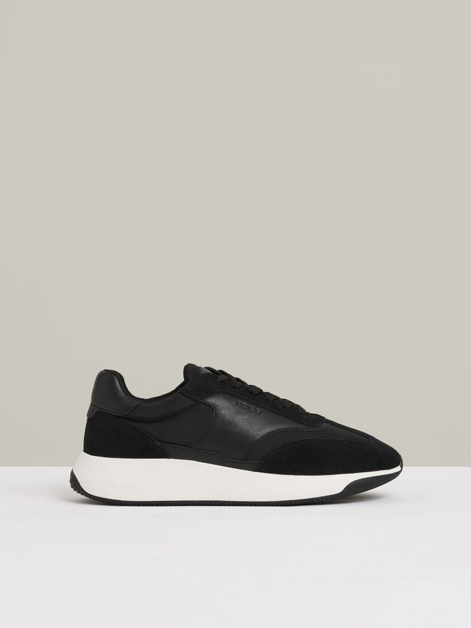 Leather Suede Running Trainers in Black/White (AC4779) | €195