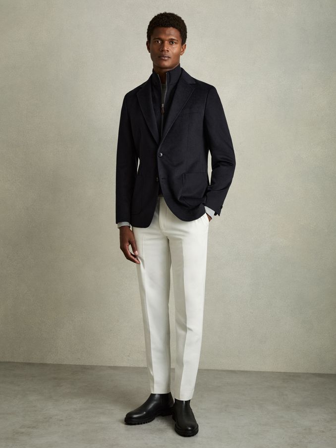 Regular-Fit Single-Breasted Blazer With Gilet Insert in Navy (AC4788) | €470