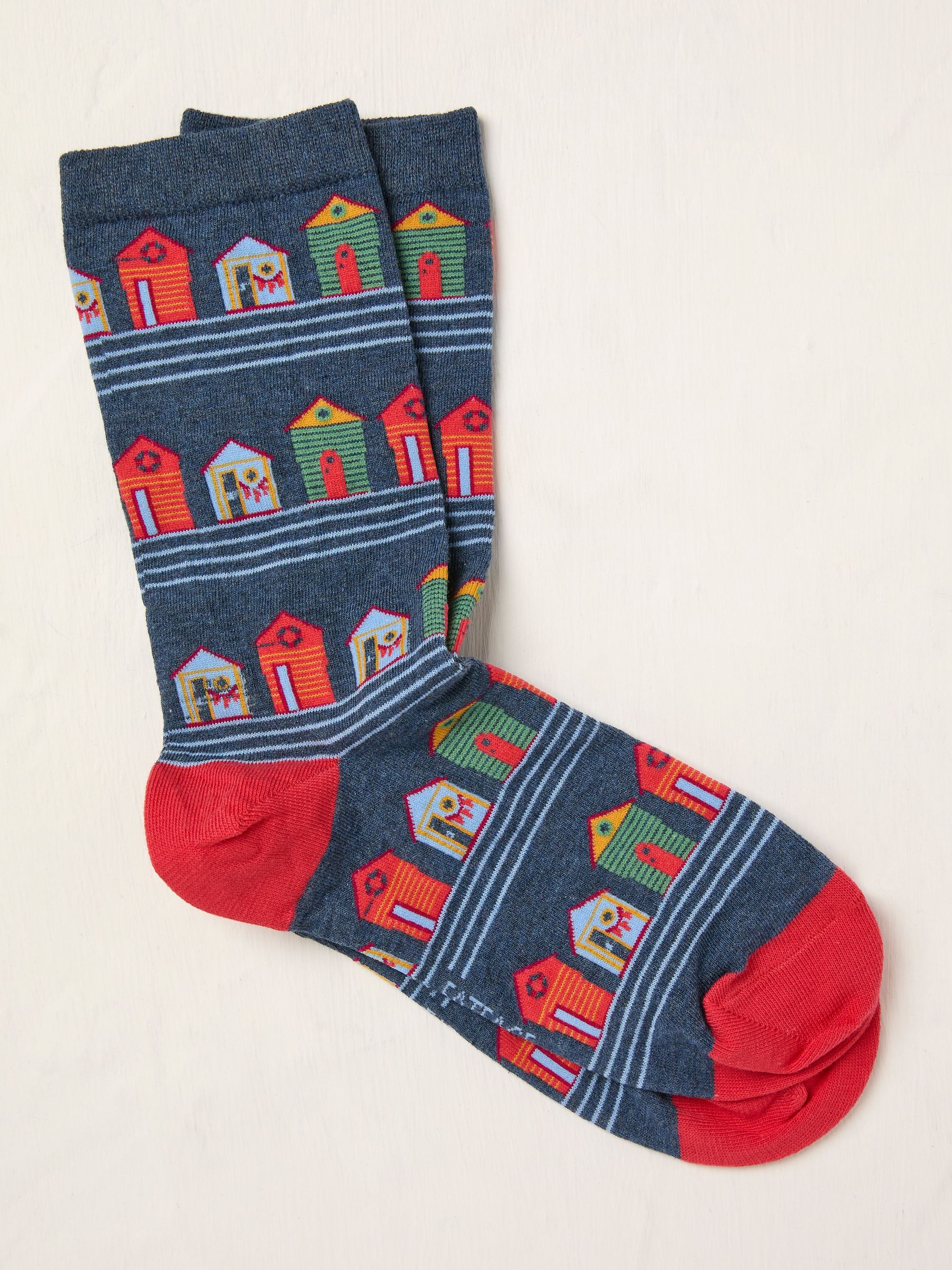 Blue Beach Hut Socks (AC5379) | $12
